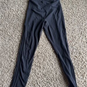 Athleta Black Shakti Mesh Side Stripe Leggings